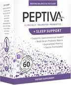 Peptiva 26 Billion CFU Probiotic and Sleep Support - Clinically Validated Multi-Strain Probiotic - Lactobacillus and Bifidobacterium, Melatonin - 60 Count