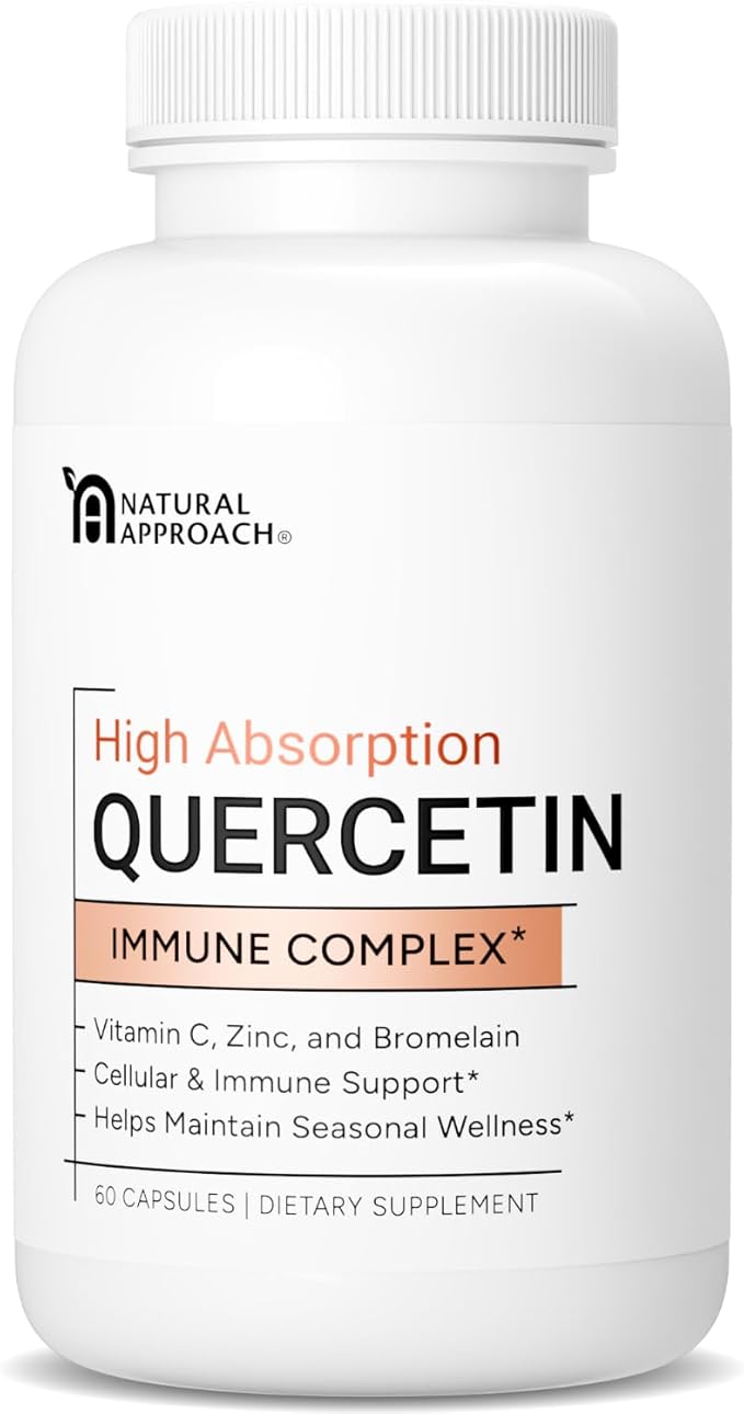 High Absorption Quercetin with Bromelain, Vitamin C and Zinc - 500mg Quercetin Phytosome - 50x More Absorption - Supports Immune Function & Cellular Health - USA Manufactured Supplement - 60 Capsules