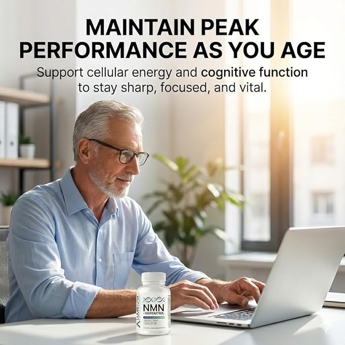 CogniTune NMN Supplement - NMN with Resveratrol, Pterostilbene, Quercetin, Zinc & PQQ for NAD+ Cellular Energy - Longevity Support for Healthy Aging & Brain Function, 1115mg
