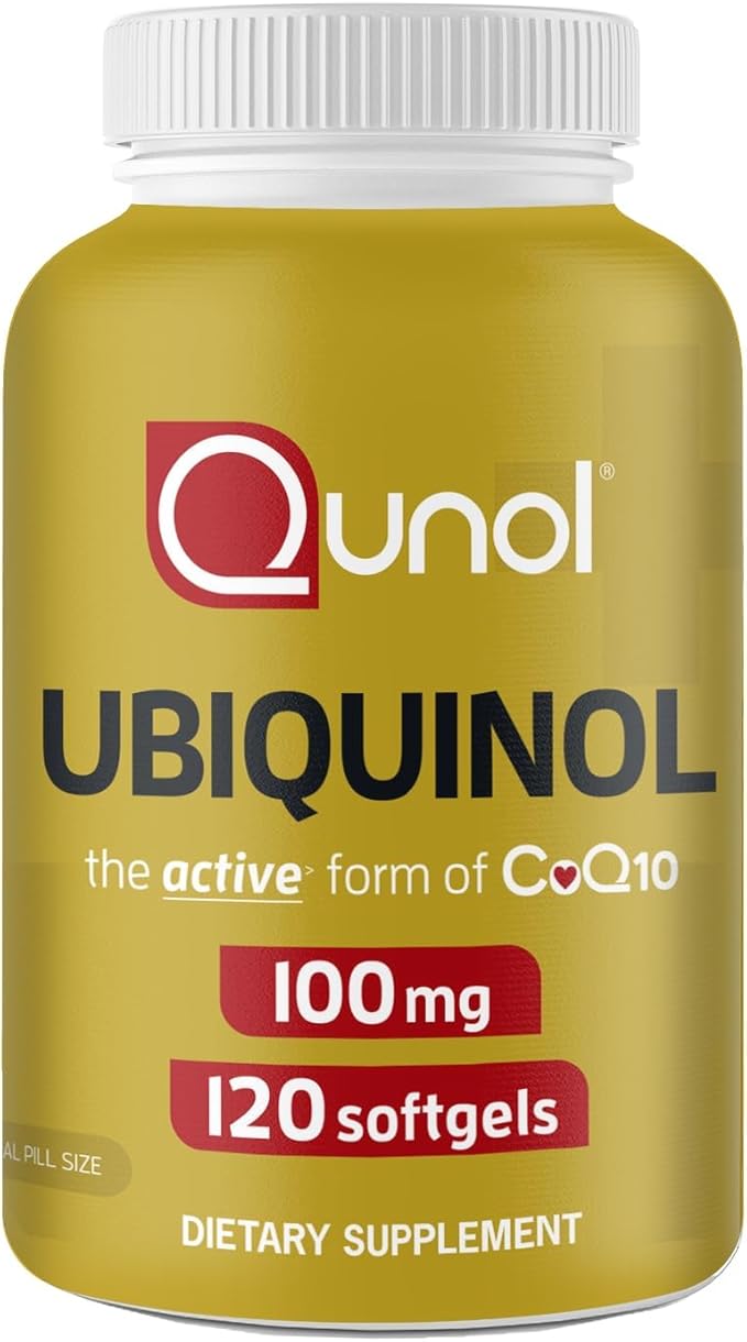 Qunol 100mg Ubiquinol, Powerful Antioxidant for Heart & Vascular Health, Essential for Energy Production, Natural Supplement Active Form of Coq10, 120 Count