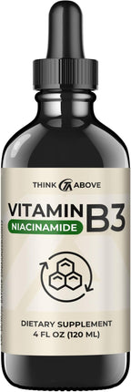 Liquid Vitamin B3 (as Niacinamide) Supplement - Non Flush Form of Niacin - Fast Absorption -Convenient Niacin Drops for Women and Men - 4 oz (120ml )
