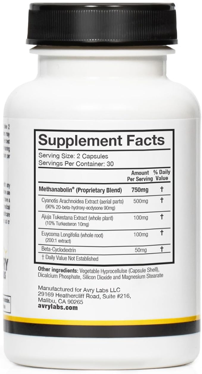 Extreme Anabolic Testosterone Booster Avry Labs Proprietary Stack w/Turkesterone to Support Muscle Growth, Strength, Recovery & Naturally Support Optimal Testosterone Levels – Vegan, 60 Capsules