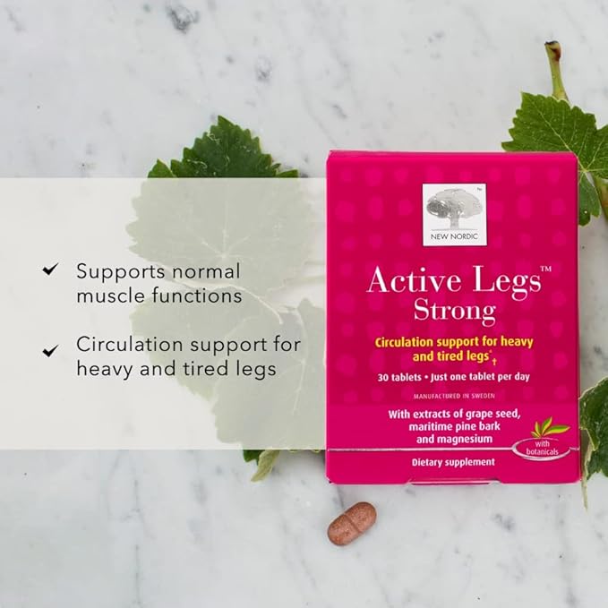 NEW NORDIC Active Legs Strong, Grape Seed, Maritime Pine Bark, Magnesium, Non-GMO and Gluten Free, 30 Count (Pack of 1)