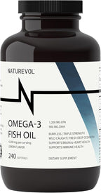Triple Strength Omega-3 Fish Oil 4200mg – 1200mg EPA + 900mg DHA | High Potency Burpless Softgels | Wild-Caught Deep Ocean Fish Oil | Lemon Flavor - 240 Softgels