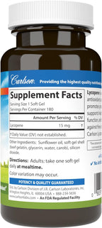 Carlson - Lycopene, 15 mg, Tomato-Free, Prostate Health & Circulation Support, Optimal Wellness, 180 Softgels