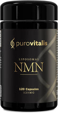 PUROVITALIS Liposomal NMN, 250mg Longevir Nicotinamide Mononucleotide Supplement, NAD+ Boost for Cellular Health, Energy & Healthy Aging, 2-Month Supply (120 Vegan Capsules)