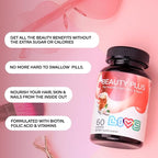 LIVS Beauty Plus Gummy Vitamins - Biotin Gummies for Hair, Skin and Nails | Natural, Gluten-Free, Non-GMO Beauty Supplement with Vitamins A, C, E, B12, D2, Zinc & More - Cream Soda Flavor - 120 Ct