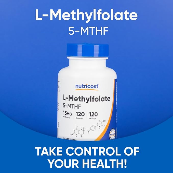 Nutricost L-Methylfolate 15mg, 120 Capsules (5-MTHF) - Vegan, Non-GMO, Gluten Free (Pack of 2)