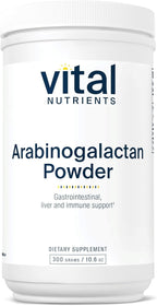 Vital Nutrients Arabinogalactan Powder - Vegan Prebiotic Fiber Supplement for GI Health, Liver, and Immune Support* - Gluten, Dairy, Soy Free - Non-GMO - 300g