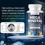 Mega Mineral – Complete Complex with Vitamin D, Calcium, Magnesium, Zinc, Potassium, Boron, Selenium, Chromium & Trace Minerals – Iron-Free – USA Made -Halal (120 Tablets)