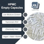 Empty 00 Capsules - Vegan HPMC - 500 Count - Pill Capsules Empty Fits Capsule Filling Tray - Joined Vegetarian Caps Easy Snap for DIY Powder Supplement Pills - Certified Halal Kosher