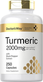 Doctor's Way Turmeric Curcumin Supplement | 250 Capsules | with Black Pepper Extract | 95% Curcuminoids | Non-GMO, Gluten Free Complex