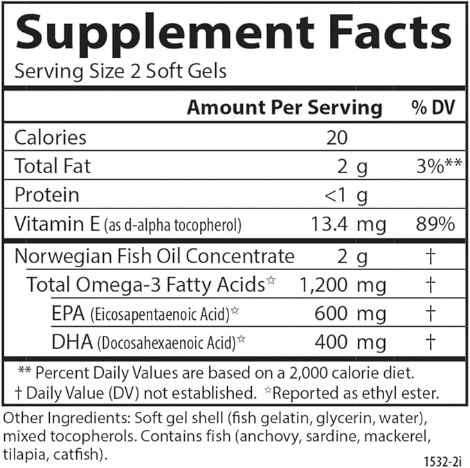 Carlson - Super Omega-3 Gems, 1200 mg Omega-3s, Cardiovascular Support, Brain Function & Vision Health, Norwegian, 180 soft gels