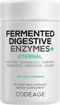 Codeage Fermented Digestive Enzymes Supplement - 14 Digestive Enzymes, Probiotics, Prebiotics, Fermented Botanicals, Plant-Based Multi Pancreatic Enzymes - 1 Capsule a Day - 30 Capsules