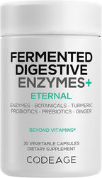 Codeage Fermented Digestive Enzymes Supplement - 14 Digestive Enzymes, Probiotics, Prebiotics, Fermented Botanicals, Plant-Based Multi Pancreatic Enzymes - 1 Capsule a Day - 30 Capsules