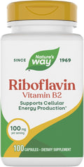 Nature's Way Riboflavin Vitamin B2, Supports Cellular Energy Production*, High Potency Riboflavin, 100 mg per Serving, 100 Capsules (Packaging May Vary)
