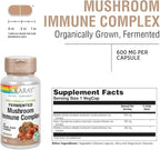 SOLARAY Maitake, Reishi, & Shiitake Mushroom Complex Capsules - Mushroom Supplement for Men & Women, 600 mg per Serving, Immune Health Support - 100 Veg Caps