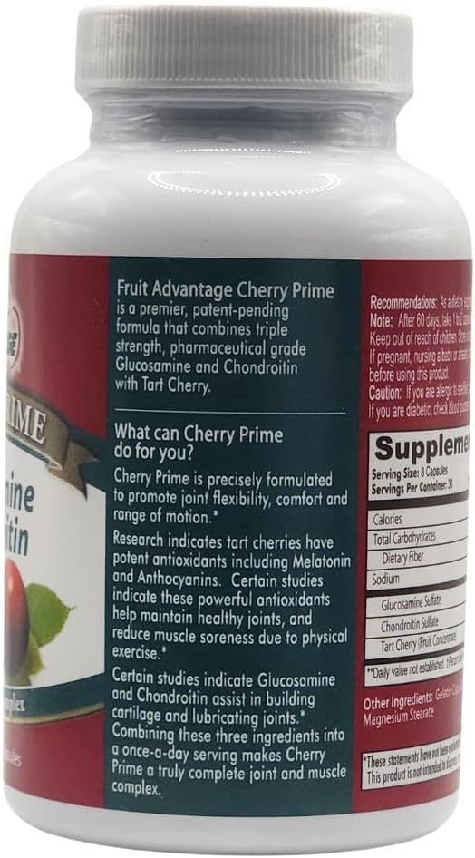 Cherry Prime Montmorency Tart Cherry with Glucosamine & Chondroitin - 90 Capsules (2-Pack)