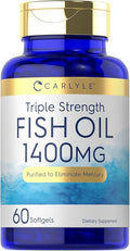 Carlyle Omega 3 Fish Oil 1400 mg | Triple Strength | 60 Softgels | High Potency with EPA & DHA | Non-GMO, Gluten Free Supplement
