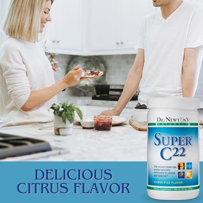 SelfCare+ Dr. Newton’s Naturals Super C22 Effervescent Vitamin C Fizzy Powdered Drink Mix with 22 Natural Sources of Vitamin C – 1500mg -8.9 Ounce Can