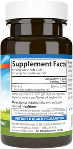 Carlson - E-Gems 800 IU (536 mg), Natural-Source Vitamin E, Optimal Wellness, 50 Soft Gels