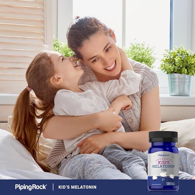 Piping Rock Kids Melatonin 1mg | 120 Chewable Tablets | Supplement for Children | Vegetarian,Non-GMO, Gluten Free