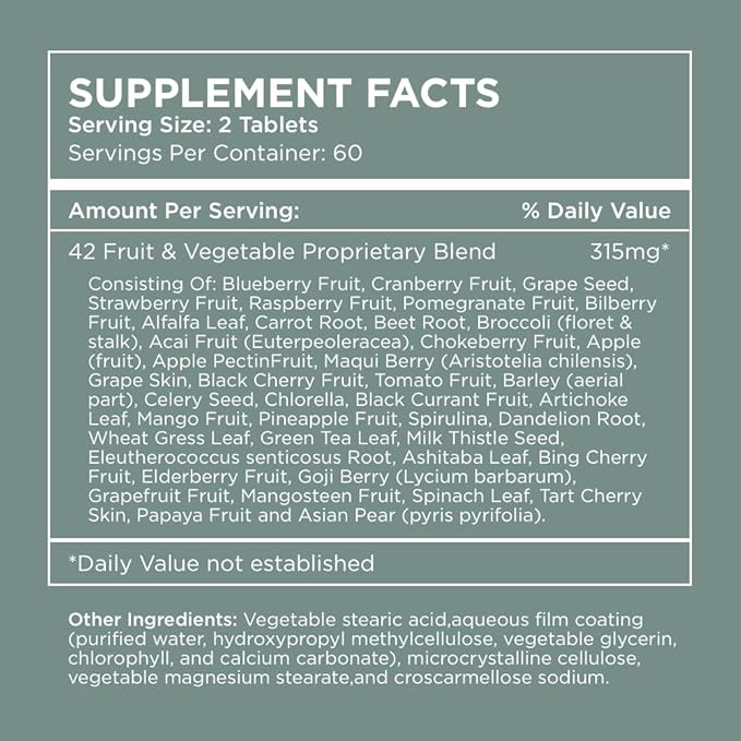Pure for Men Multivitamin Supplement | Energy, Mood Support, Strong Bones, Antioxidants, Minerals | Vitamins A, B, C, D, Magnesium, Calcium | 42 Fruit & Vegetable Proprietary Blend | 120 Vegan Tablets