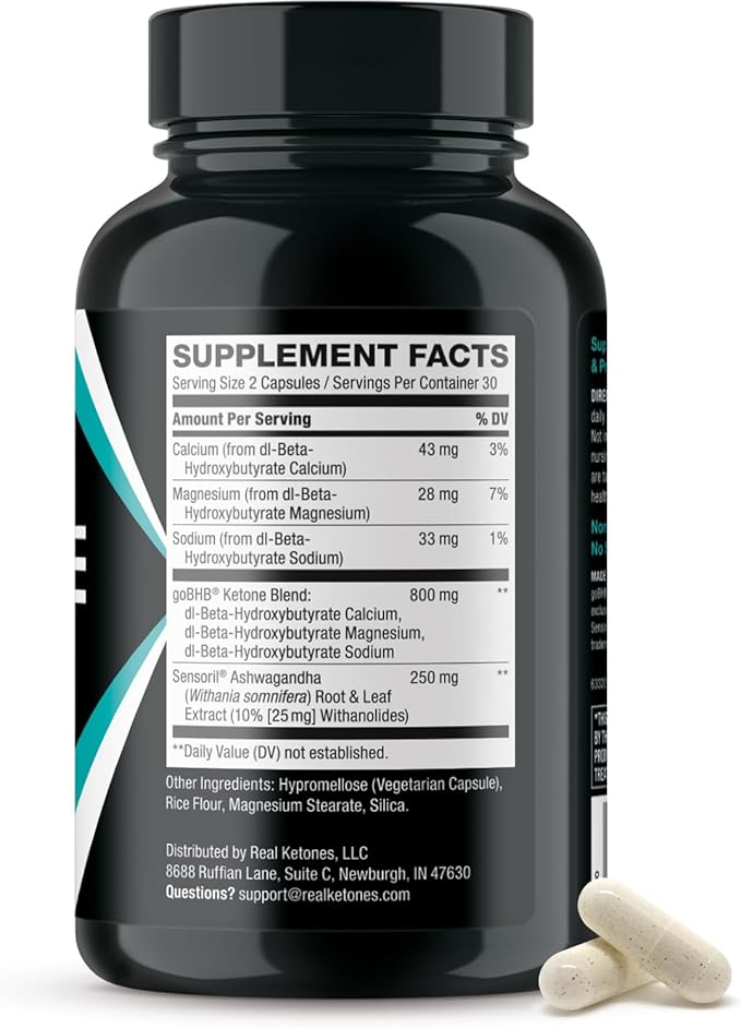Calming Cortisol Supplement for Women & Men - Clinically Validated Sensoril Ashwagandha and goBHB Mood Support Supplement for Balanced Energy & Focus and Cortisol Support - 3rd Party Lab Tested