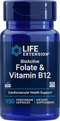 Life Extension BioActive Folate & Vitamin B12, 150 Vegetarian Capsules - Non GMO, Gluten Free Supplement