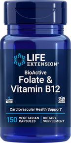 Life Extension BioActive Folate & Vitamin B12, 150 Vegetarian Capsules - Non GMO, Gluten Free Supplement