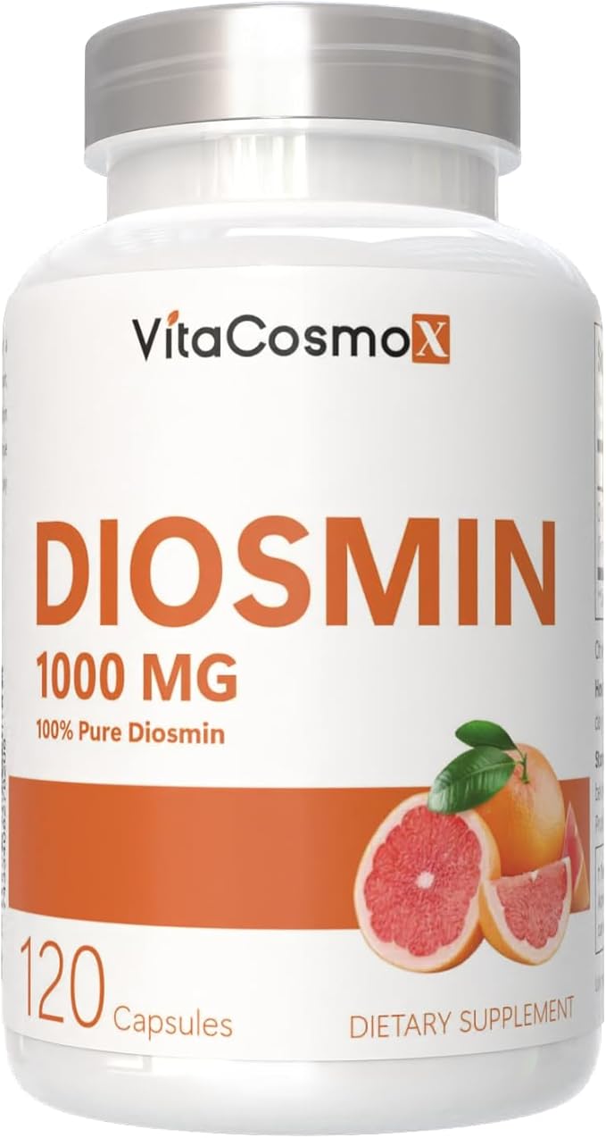 Diosmin Capsules, 120 Count, 1000 mg Serving, Vegan, Citrus Bioflavonoids 100% Vegetarian, Non-GMO & Gluten Free Diosmin Supplement with Max Strength - 2 Packs