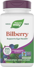 Nature's Way Bilberry Premium Extract, Supports Eye Health*, Eye Health Supplement for Adults with Black Elderberry*, Bilberry Supplement, Gluten Free, Vegan, 90 Capsules (Packaging May Vary)