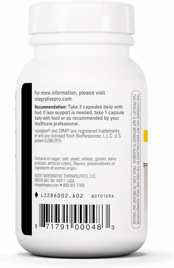 Integrative Therapeutics Indolplex – 240mg Bioavailable DIM for Hormone Balance Support* - Supports Estrogen Metabolism* - Gluten-Free & Dairy-Free - 60 Capsules (30 Servings)