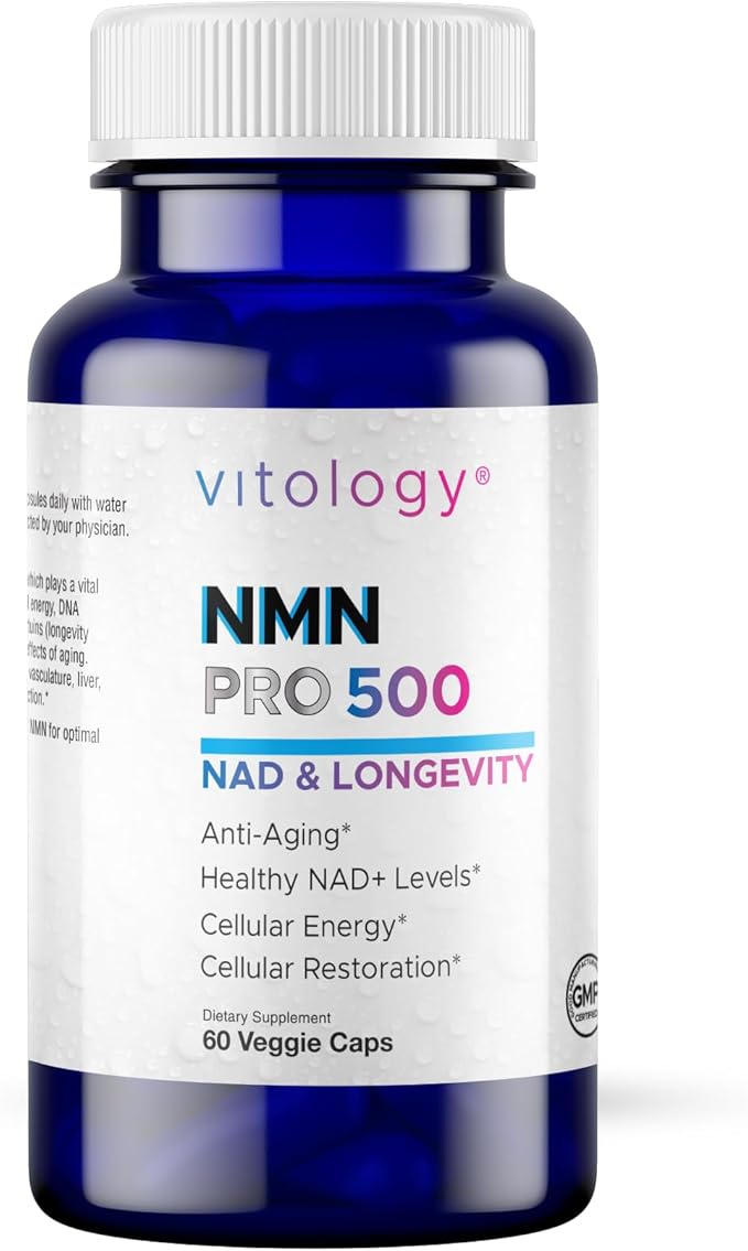 NMN-PRO 500mg – Pure NMN Supplement 99%+ High Purity Nicotinamide Mononucleotide – Supports NAD+ Levels, Cellular Energy, Healthy Aging, DNA Repair & Longevity – 60 Capsules