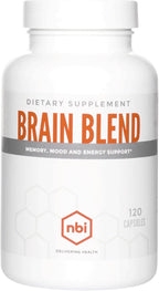 NBI Brain Blend for Memory, Focus, Concentration, Cognitive Function for Men & Women | Caffeine-Free with ALCAR, Alpha Lipoic Acid, Huperzine A, Turmeric | Nootropic | 120ct Capsules