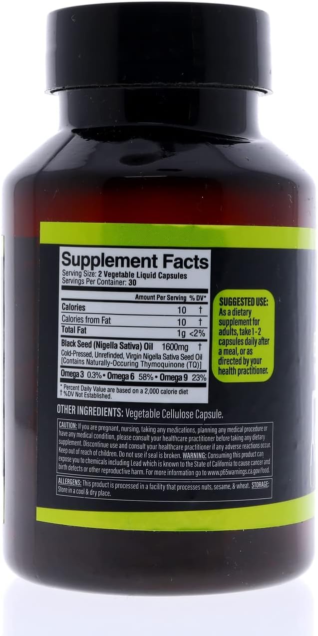 Dr. HERBALIST Black Seed Oil Capsules 1600mg - Cold Pressed Nigella Sativa Softgels with Thymoquinone | Supports Overall Wellness & Immune Vitality* | Halal, Non-GMO | 60ct