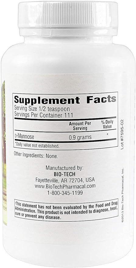 Bio-Tech Pharmacal D-Mannose, Supports Bladder and Urinary Tract Health (Powder - 100g)