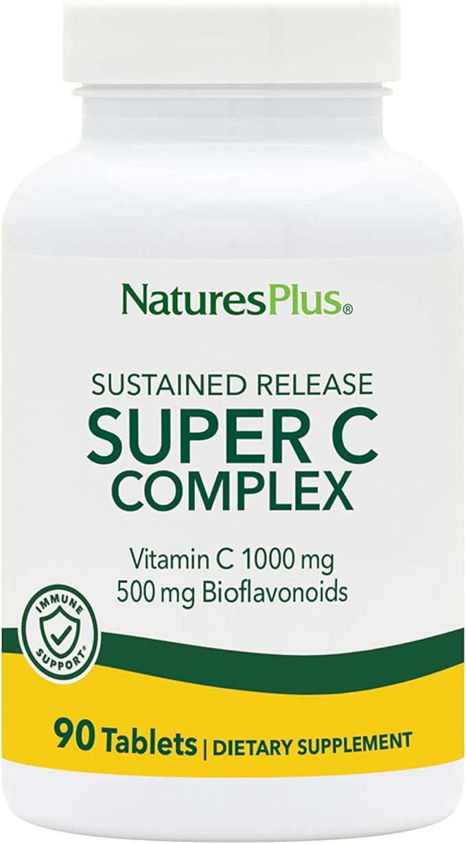 NaturesPlus Super C Complex, Sustained Release - 90 Tablets - 1000mg Vitamin C + 500mg Bioflavonoids - Vegetarian, Gluten Free - 90 Servings