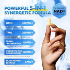 NMN Capsules 250mg with 5-in-1 NAD+ Precursor Complex | Supplement with NMN, Resveratrol, TMG & CoQ10 | Supports NAD Levels, DNA Maintenance & Anti-Aging |Non-GMO, 60 Capsules