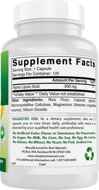 Best Naturals Alpha Lipoic Acid 300 mg 120 Capsules