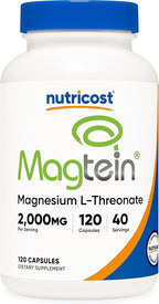 Nutricost Magnesium L-Threonate As Magtein 2000mg, 120 Capsules - Non-GMO, Gluten Free, Vegetarian Friendly