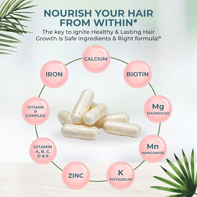 VITAL NUTRITIVE Vital Hair Complex – Biotin & Vitamin B Hair Vitamins for Women & Men – Hair Supplement Supports Healthy Hair, Skin & Nails – Hormone-Free, Gluten-Free – 120 Capsules -60 Days Supply