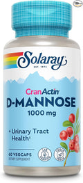 SOLARAY D-Mannose with CranActin Cranberry Supplement 400mg, Urinary Tract Health & Bladder Support Capsules with Vitamin C for Immune Function, Vegan, 60 Day Guarantee, 30 Servings, 60 VegCaps