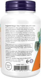 Now Foods Zinc (from 405mg of Zinc Gluconate), White, Unflavored, Tablet, 250 Count