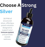 Alkaline Structured Silver Liquid 30ppm - Advanced Immune Support Liquid Drops - Extra Strength Colloidal Silver Mineral Supplements - Made in USA (4 oz)