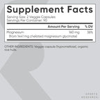 Sports Research® Magnesium Glycinate - Supports Restful Sleep & Enzymatic Processes - 160 mg Chelated Magnesium - Vegan Capsule - 180 Count