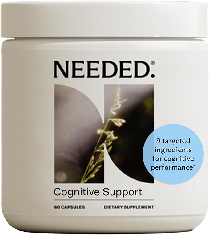 Needed. Cognitive Support - Comprehensive Supplement with Ashwagandha, Reishi & Lion's Mane Mushrooms, Breastfeeding Safe - Supports Focus, Attention, & Memory, 30-Day Supply