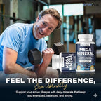 Mega Mineral – Complete Complex with Vitamin D, Calcium, Magnesium, Zinc, Potassium, Boron, Selenium, Chromium & Trace Minerals – Iron-Free – USA Made -Halal (120 Tablets)