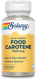 SOLARAY Food Carotene 7500mcg (25000 IU) - Beta Carotene Vitamin A Supplement - Wellness and Immune Support Supplement, Potent Eye Vitamins and Skin Food, Plant Sourced, 60-Day Guarantee, 50 Softgels