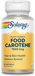 SOLARAY Food Carotene 7500mcg (25000 IU) - Beta Carotene Vitamin A Supplement - Wellness and Immune Support Supplement, Potent Eye Vitamins and Skin Food, Plant Sourced, 60-Day Guarantee, 50 Softgels